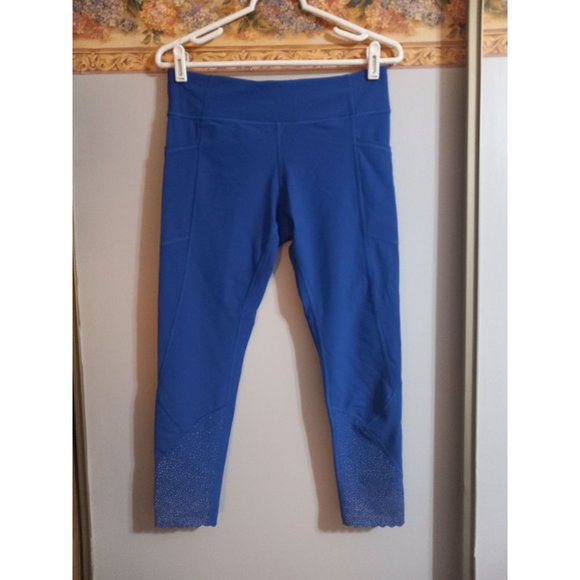 Lululemon Pants - Lululemon 10 Blue Tight Stuff Tight Cropped Running Athleisure Leggings